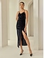 abordables Robes Soirée-Ruched Velour Sleeveless Elegant Midi Dress