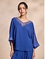 baratos Blouses-Casual Chiffon Magyar Sleeve Deep V Blouse