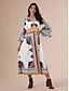 baratos Print Dresses-Bohemian Geometric Satin V Neck Maxi Dress