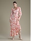 abordables Print Dresses-Brand Satin Floral Design Tie Front Material Wedding Guest Maxi Dress