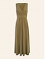 abordables Robes Décontracté-Modal Sleeveless Solid Color V Neck Daily Casual Maxi Dress