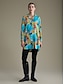 billige Print Dresses-Graffiti Rayon Lapel Cuff Mini Shirt Dress