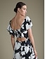 preiswerte Print Dresses-Elegant Vacation Dress V Neck Floral