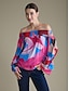 preiswerte Blouses-Elastic Cuff Floral Chiffon Blouse