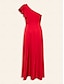 preiswerte Silvester Kleider-Satin Solid Peplum Hem Maxi Dress