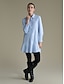 baratos Vestidos Casuais-Solid Long Sleeve Shirt Dress