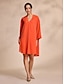 baratos Vestidos Casuais-Drop Shoulder V Neck Chiffon Mini Dress