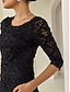 cheap Party Dresses-Lace Little Black 3/4 Length Sleeve Elegant Party Maxi Dress