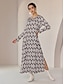 billige Print Dresses-Print Geometric Satin Leisure Maxi Dress