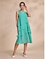 baratos Vestidos Casuais-Layered Sleeveless Chiffon Midi Dress