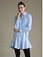 baratos Vestidos Casuais-Solid Long Sleeve Shirt Dress