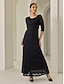 cheap Party Dresses-Lace Little Black 3/4 Length Sleeve Elegant Party Maxi Dress