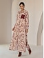 cheap Print Dresses-Sequin Apricot Curve Pocket Roll Up Sleeve Maxi Shirt Dress