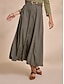 economico Skirts-Tencel Maxi Skirt Pocket Belt Spring Fall