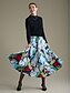 billige Skirts-Printed Tencel Spandex Pleated Maxi Skirt