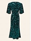 cheap Party Dresses-Velour Sequin Puff Sleeve Sparkly Elegant Maxi Dress