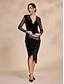 abordables Robes Soirée-Velvet Lace Elegant Midi Dress