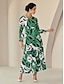 cheap Print Dresses-Geometic Crewneck Graphic Crew Neck Casual Daily Maxi Dress