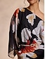 cheap Blouses-Chiffon One Shoulder Belted Long Sleeve Blouse