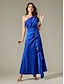 abordables Robes Soirée-Satin One Shoulder Ruffle Maxi Dress