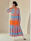 baratos Print Dresses-Ethnic Casual Maxi Dress with Plant Design