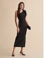 abordables Vestidos de Nochevieja-One Shoulder Feather Maxi Dress