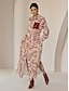 cheap Print Dresses-Sequin Apricot Curve Pocket Roll Up Sleeve Maxi Shirt Dress