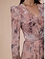 cheap Party Dresses-Burnt Out Velvet Lace up Knotted Swing V Neck Maxi Dress