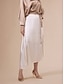 cheap Skirts-Charmeuse Beige Irregular Hem Midi Skirts