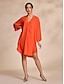 abordables Robes Décontracté-Drop Shoulder V Neck Chiffon Mini Dress