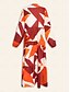 abordables Print Dresses-Geometric Chiffon Y Neck Maxi Dress