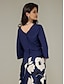 cheap Two Piece Sets-Navy Blue Flare Cuff Sleeve Knot Front Two Piece Set