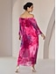 baratos Print Dresses-Elegant Floral Chiffon Off Shoulder Dress