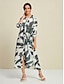 baratos Vestidos Casuais-Tropical Print Maxi Loose Dress