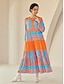 preiswerte Print Dresses-Linear Button Up Ethnic Maxi Dress