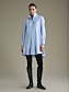 billige Uformelle kjoler-Elegant Solid Long Sleeve Mini Shirt Dress