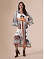 baratos Print Dresses-Bohemian Geometric Satin V Neck Maxi Dress