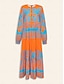 abordables Print Dresses-Linear Ethnic Crew Neck Maxi Dress