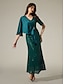 cheap Party Dresses-Satin Sequin Sparkly Mismatched Short Sleeve Maxi Dress