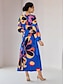 abordables Print Dresses-Floral Crew Neck Casual Midi Dress