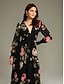 billige Print Dresses-Ruched Floral Chiffon Ascot Maxi Dress