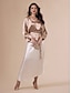 cheap Two Piece Sets-Satin Gold Belted Irregular Hem Two Piece Set