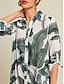 preiswerte Casual Kleider-Tropical Leaves Print Lapel Maxi Dress