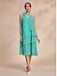 abordables Vestidos casuales-Brand Layered Chiffon High Neck Midi Dress