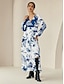 baratos Print Dresses-Chiffon V Neck A Line Maxi Dress