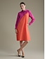 abordables Vestidos casuales-Solid Long Sleeve Pocket Shirt Dress