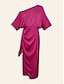 cheap Party Dresses-Satin Knotted Wrap Drop Shoulder Maxi Dress