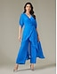 cheap Jumpsuits-Chiffon Irregular Hem Split Sleeve Wide Leg Jumpsuit