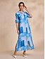 baratos Vestidos Casuais-Button Up Satin Maxi Shirt Dress