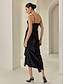 cheap Party Dresses-Velour Black Sleeveless Ruched Split Ends Elegant Party Midi Dress